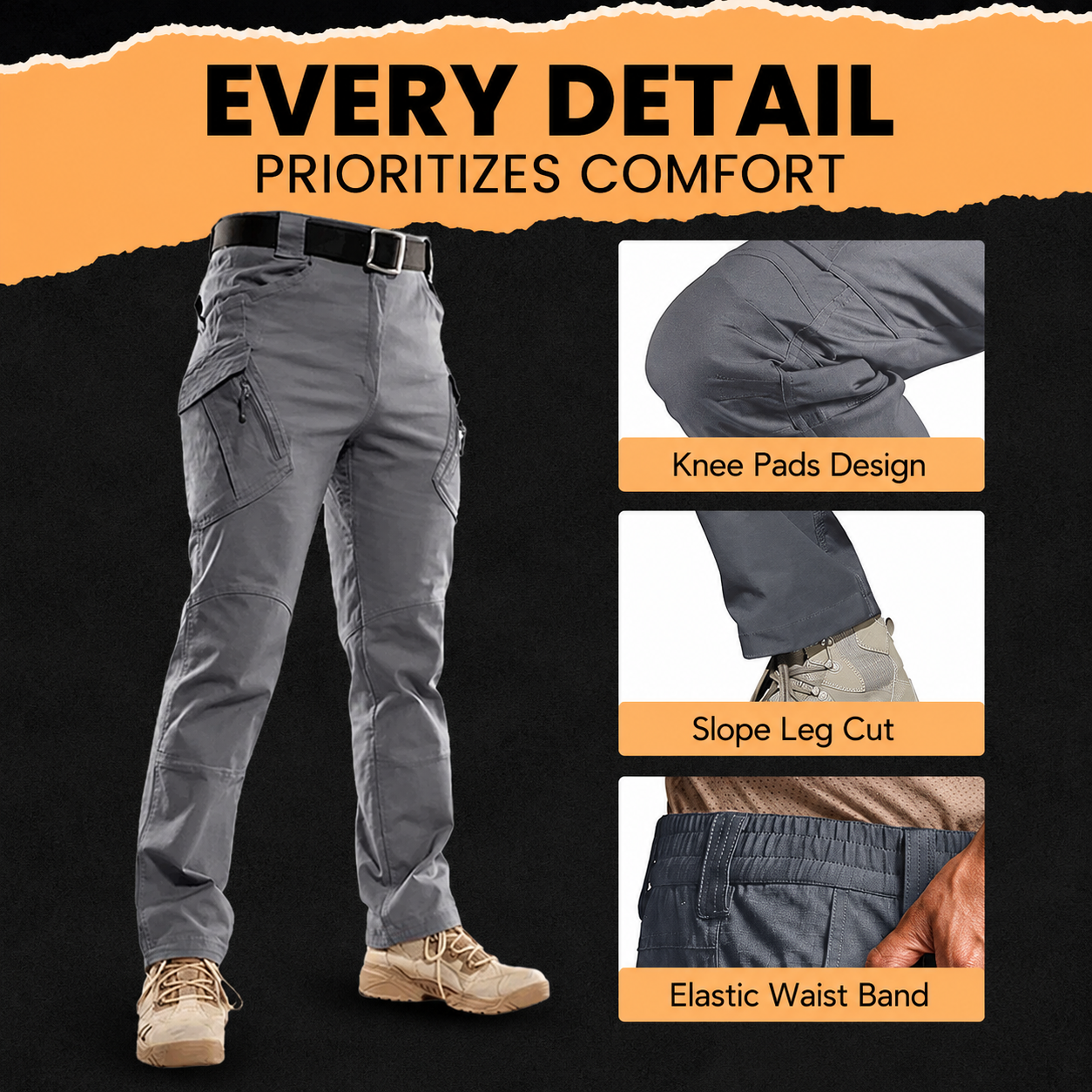 Pack of 3 Offer 😍 Men’s Premium Multi-Purpose Tactical Cargo Pants | Black, Blue & Grey