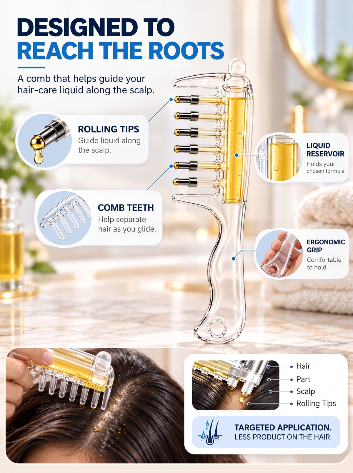 RootGlide Hair Oil Applicator Comb